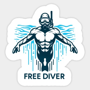 Free Diving diver Sticker